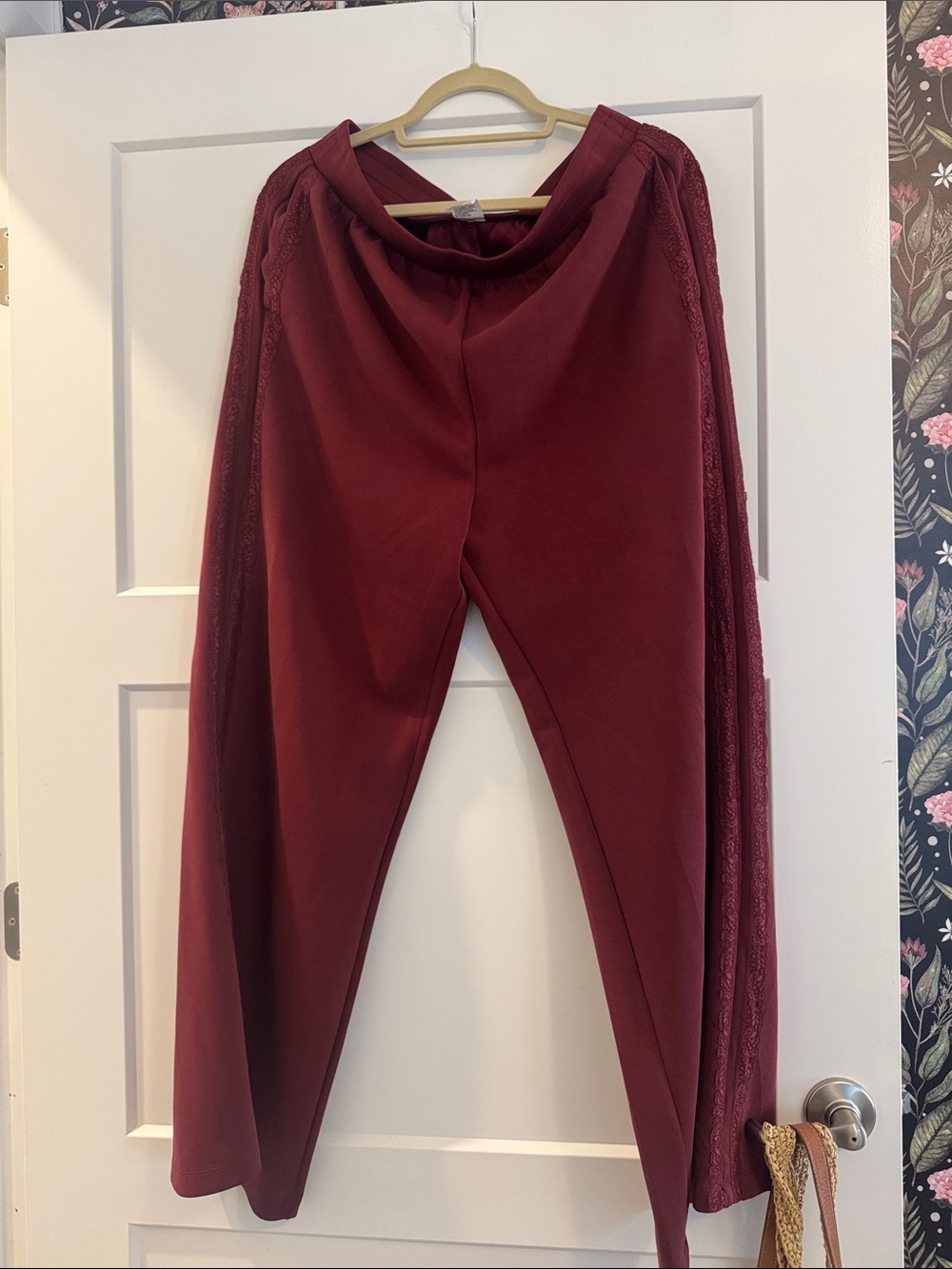all in motion Burgundy Track Joggers with Lace Side Panels